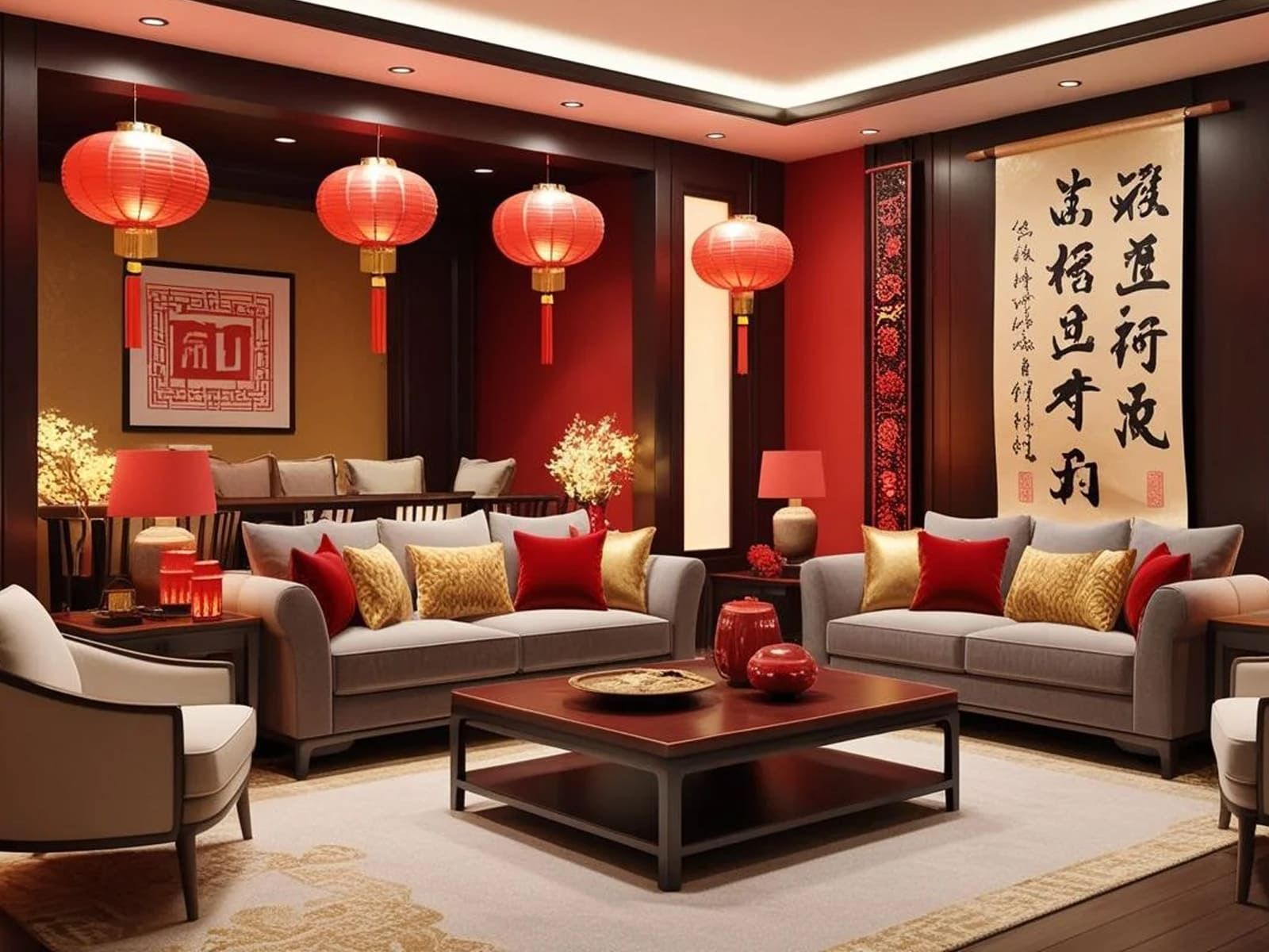 dekorasi imlek ruang keluarga